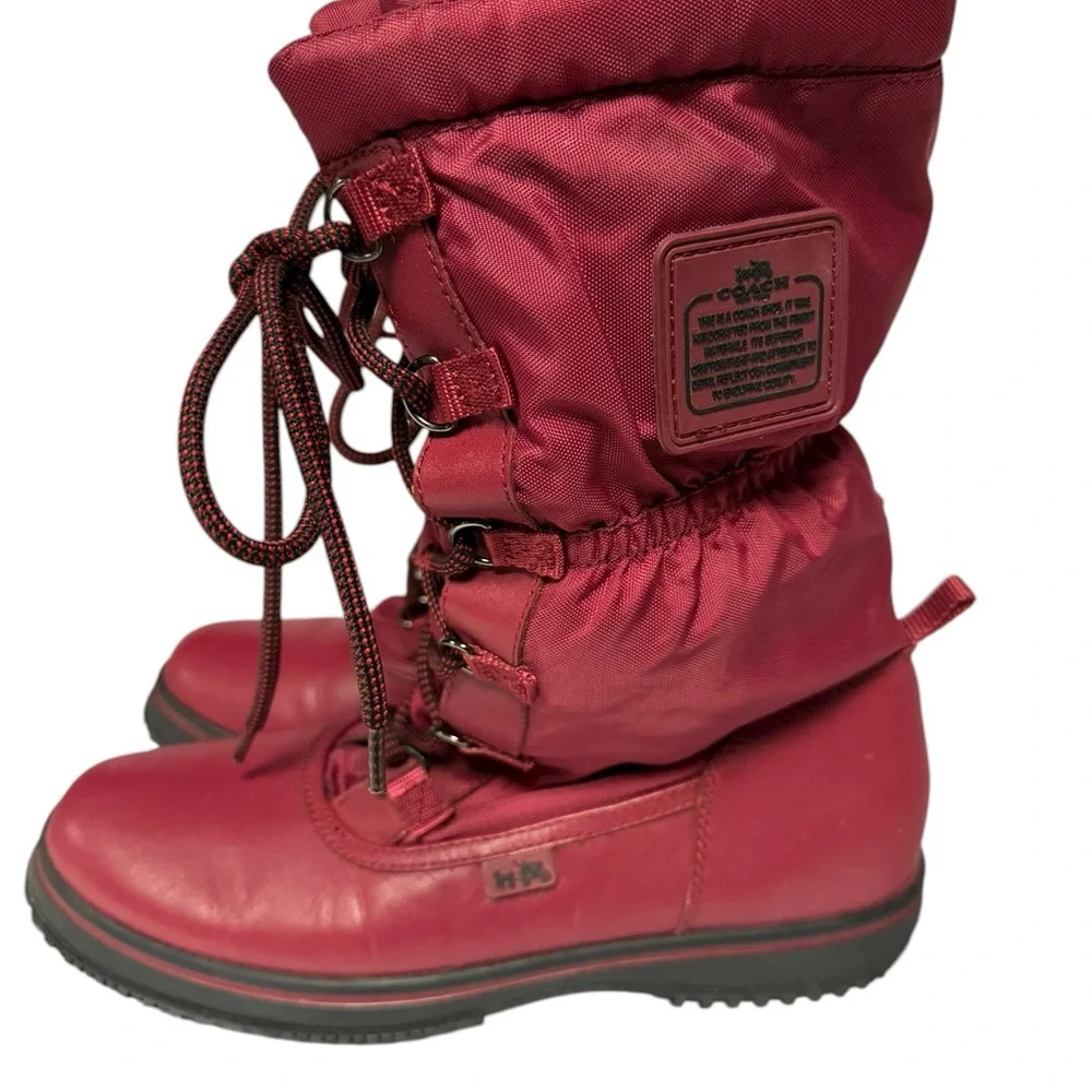 Coach Sage Burgundy Winter Snow Boots 7.5B - Picture 3 of 9